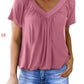 🌸Muttertagsaktion 50% Rabatt🌸Lässiges Damen-Top mit plissiertem V-Ausschnitt und kurzen Ärmeln