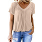 🌸Muttertagsaktion 50% Rabatt🌸Lässiges Damen-Top mit plissiertem V-Ausschnitt und kurzen Ärmeln