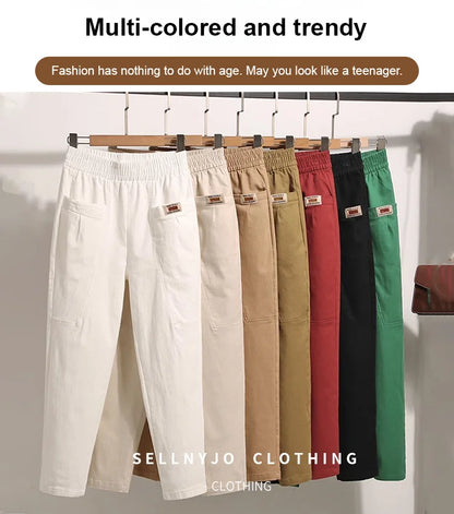 🏆Saison-Verkauf🏆Elastische Baumwollhose mit Taille für Frauen Jetzt bestellen und 50 % Rabatt sichern