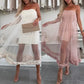 🌸✨Trägerloses Damen-Kleid mit Tüll-Schicht und Rüschenbesatz