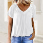 🌸Muttertagsaktion 50% Rabatt🌸Lässiges Damen-Top mit plissiertem V-Ausschnitt und kurzen Ärmeln