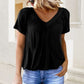🌸Muttertagsaktion 50% Rabatt🌸Lässiges Damen-Top mit plissiertem V-Ausschnitt und kurzen Ärmeln